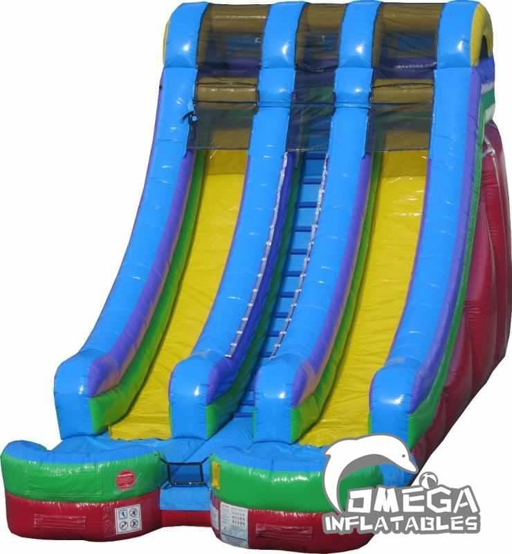 18F Rainbow Double Lanes Dry Inflatable Slide
