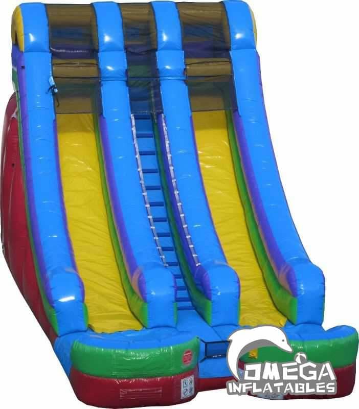 18F Rainbow Double Lanes Dry Inflatable Slide