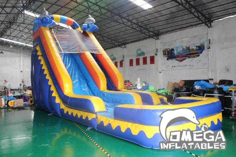 18FT Dolphin Splash Wet Dry Slide - Omega Inflatables Factory