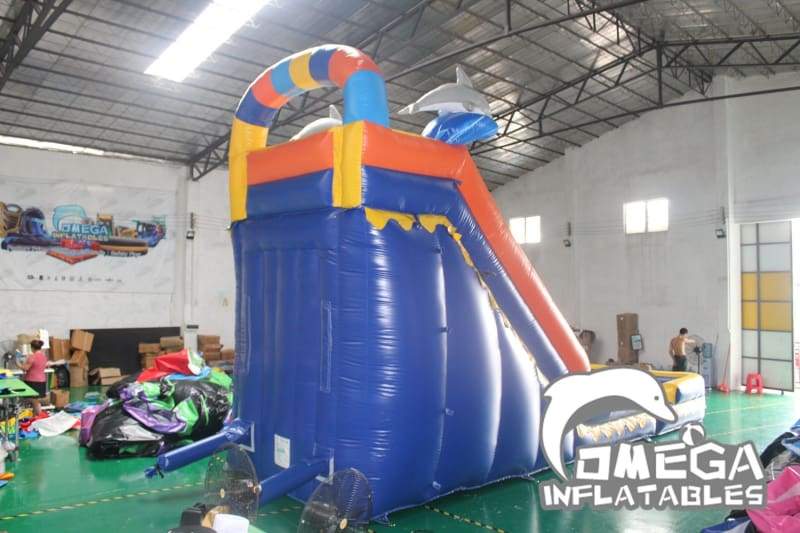 18FT Dolphin Splash Wet Dry Slide - Omega Inflatables Factory