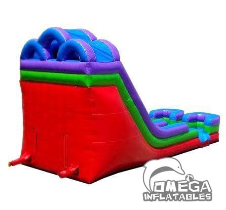 18FT Retro Rainbow Double Bay Wet Dry Inflatable Slide