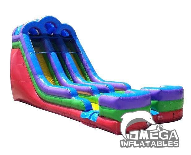 18FT Retro Rainbow Double Bay Wet Dry Inflatable Slide