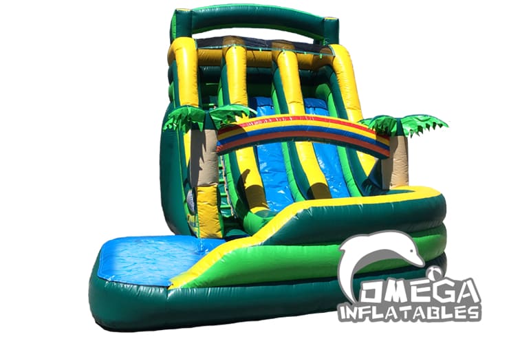 19FT Tropical Double Lane Wet Dry Slide