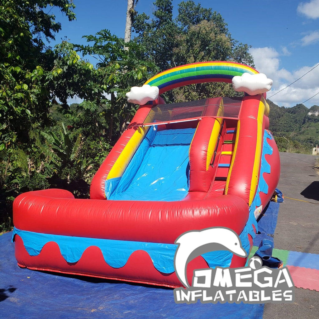 11FT Rainbow Cloud Bouncy Water Slide For Sale