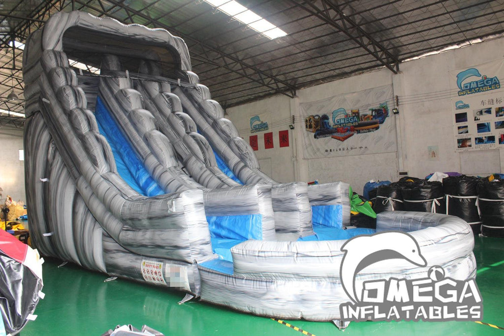 20FT Grey Rock Dual Lane Water Slide for Sale - Omega Inflatables Factory