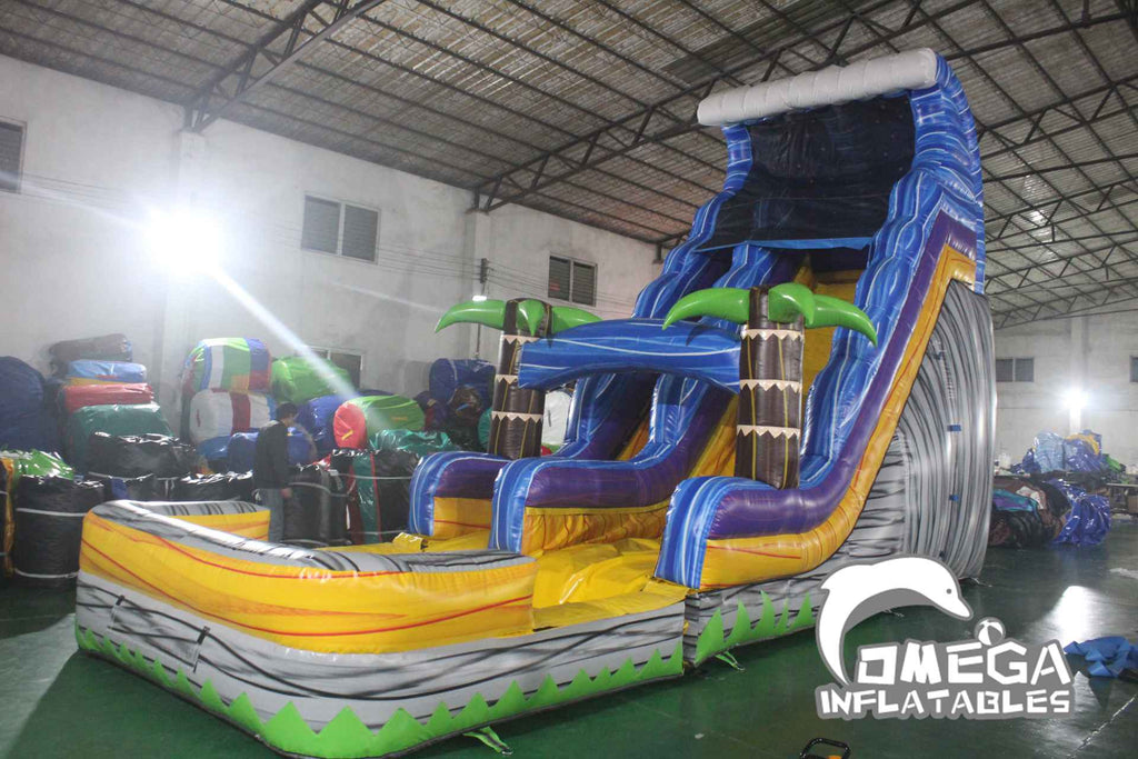 20FT Tropical Wave Marble Inflatable Water Slide