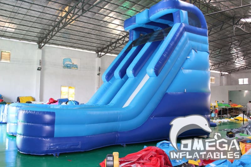 20FT Blue Double Lane Water Slide - Omega Inflatables Factory