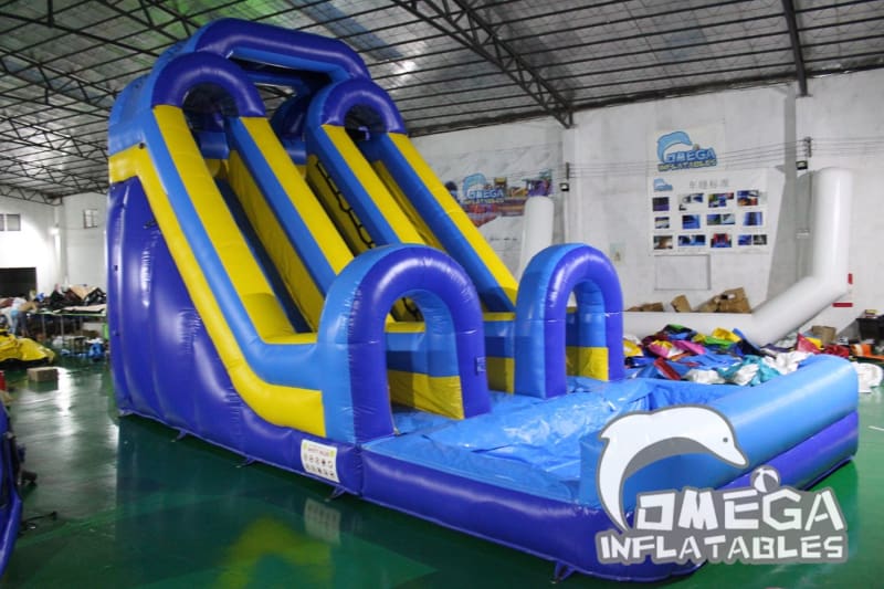 20FT Blue Dual Lane Water Slide