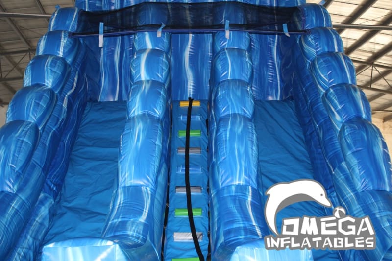 20FT Dolphin Marble Dual Lane Water Slide - Omega Inflatables Factory