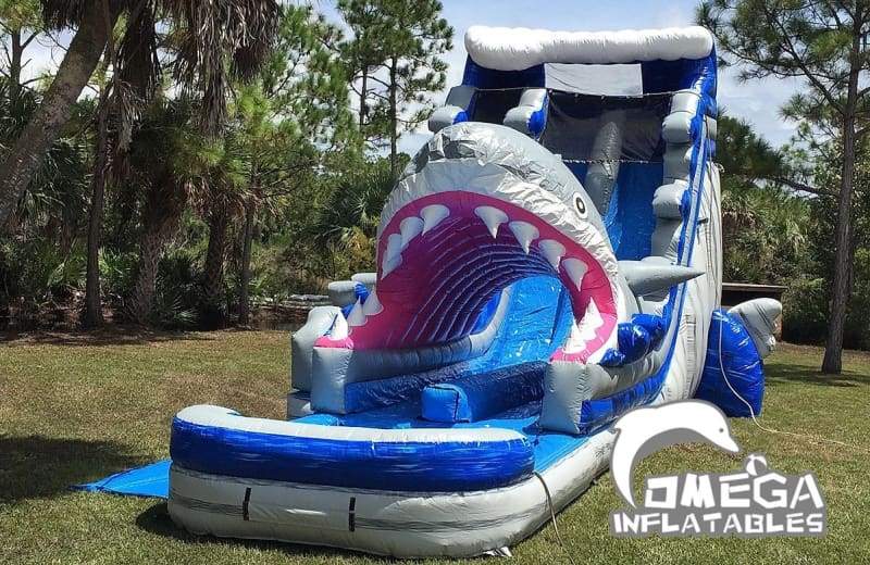 24FT Shark Dual Lane Water Slide