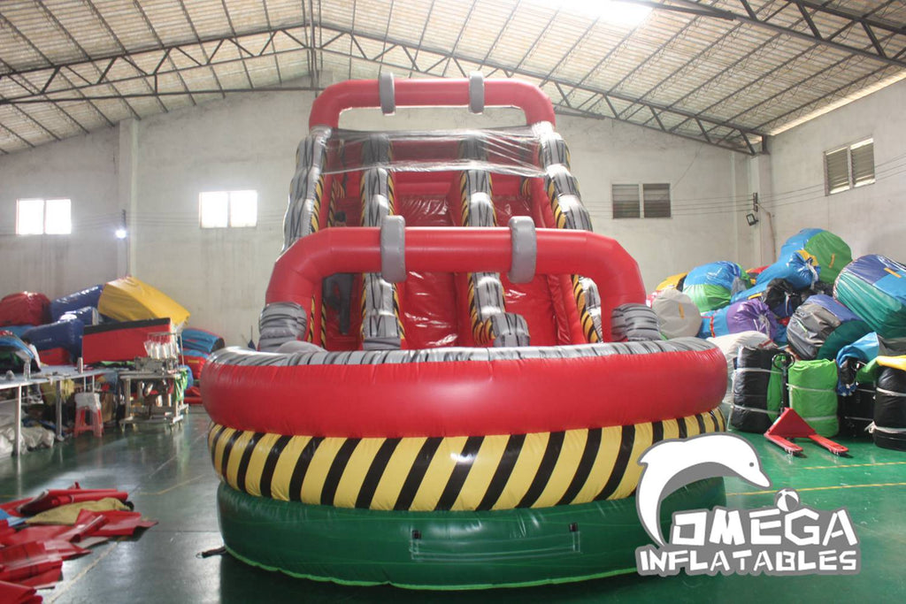 20FT Danger Zone Toxic Theme Inflatable Dual Lane Water Slide