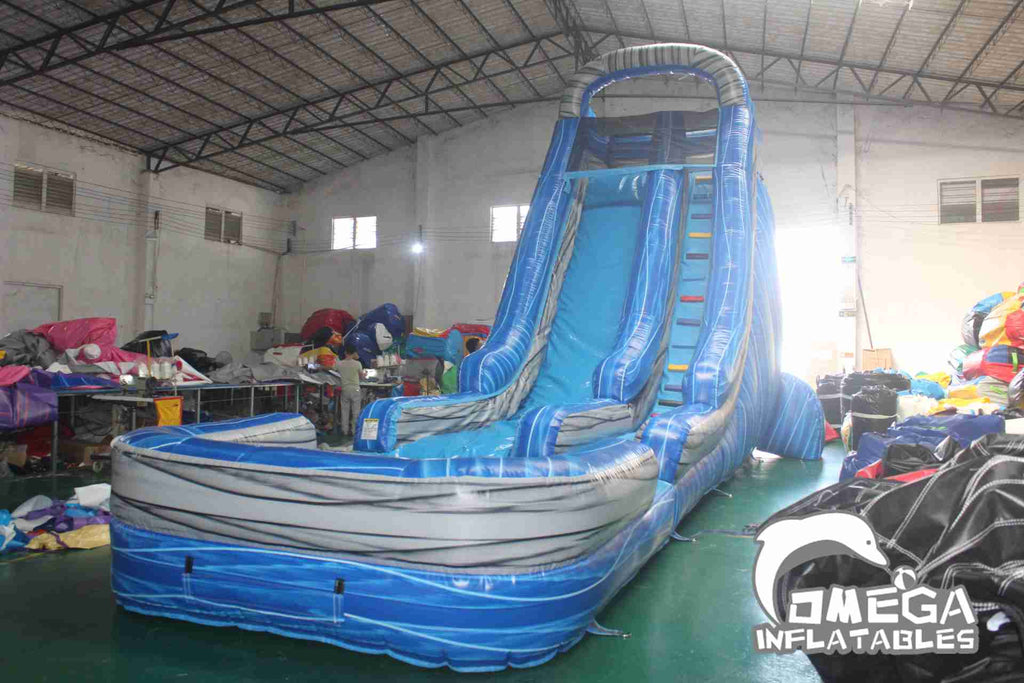 22FT Inflatable Marble Blue Water Slide (37FT Long)