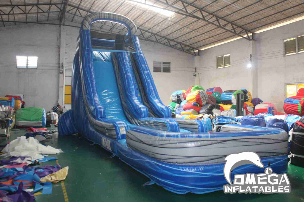 22FT Inflatable Marble Blue Water Slide