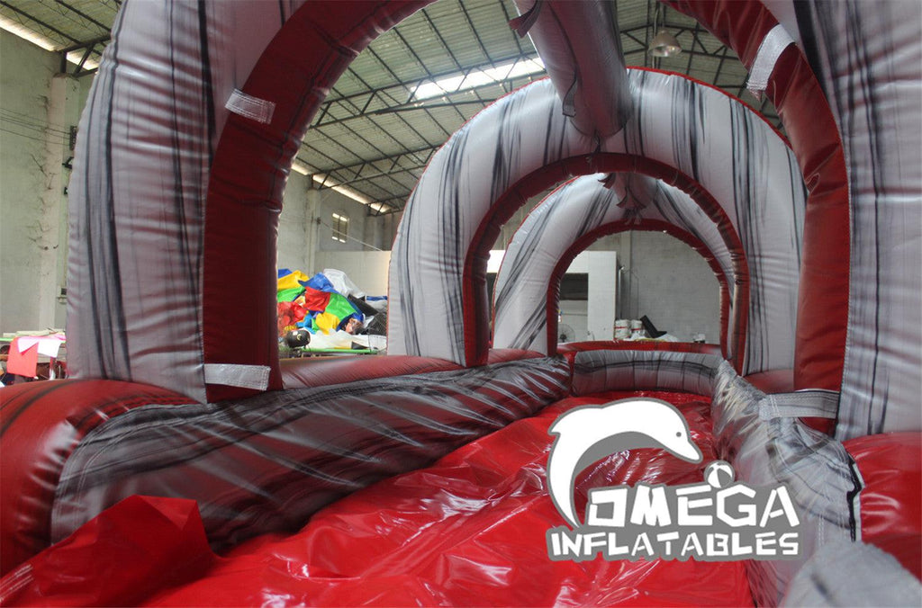 22FT Marble Red Inflatable Water Slide with Slip N Slide - Omega Inflatables Factory