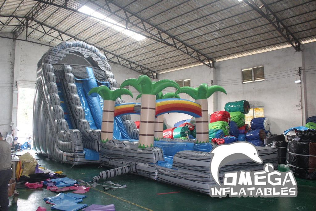 22FT Roaring River Rainbow Tropical Water Slide (Small Version) - Omega Inflatables Factory