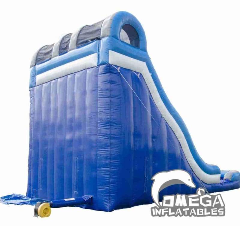 24FT Blue Double Lane Wet Dry Inflatable Slide