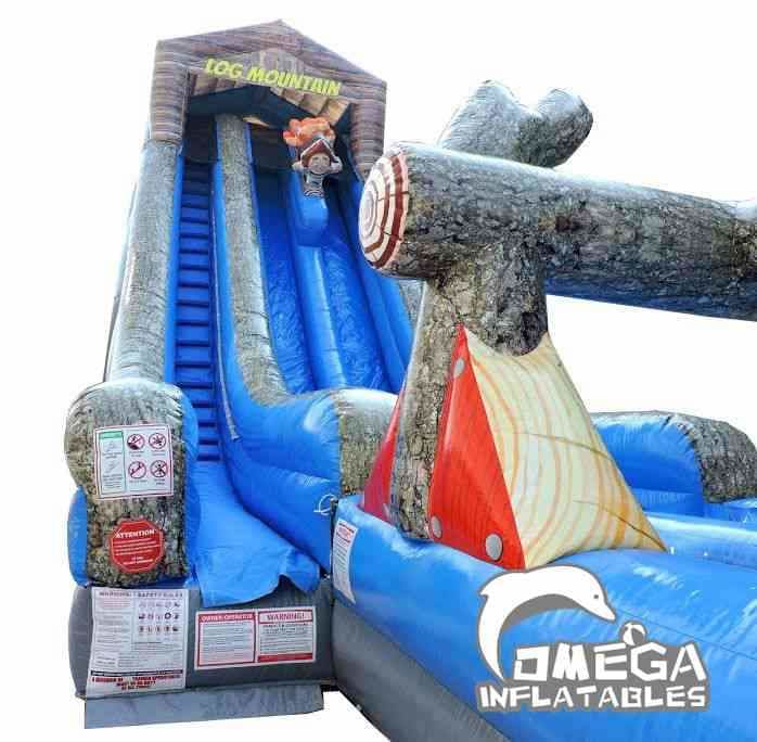 22FT Log Mountain Dual Lane WetDry Inflatable Slide and Slip n Slide