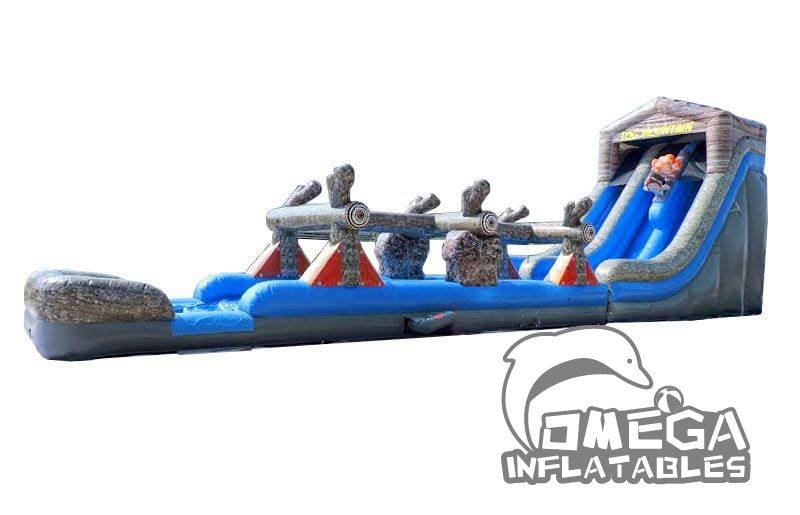 22FT Log Mountain Dual Lane WetDry Inflatable Slide and Slip n Slide
