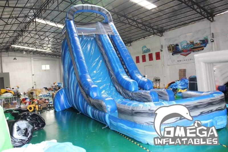 22FT Marble Blue Water Slide - Omega Inflatables Factory