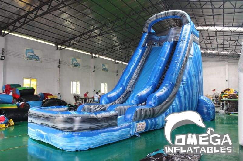 22FT Marble Blue Water Slide - Omega Inflatables Factory