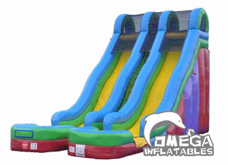 23FT Retro Rainbow Double Lane Wet Dry Water Slide