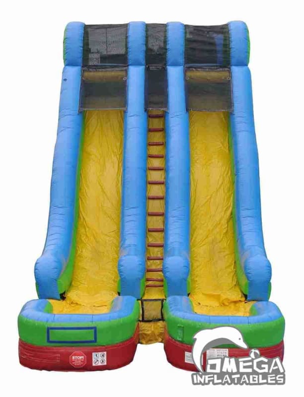 23FT Retro Rainbow Double Lane Wet Dry Water Slide