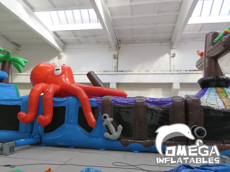 Pirate Inflatable Obstacle Course Omega Inflatables Factory - 24M Pirate Ship Obstacle Course