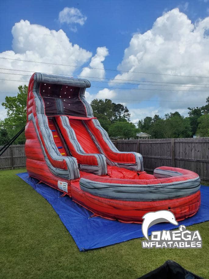 18FT Marble Red Commercial Inflatables Water Slide