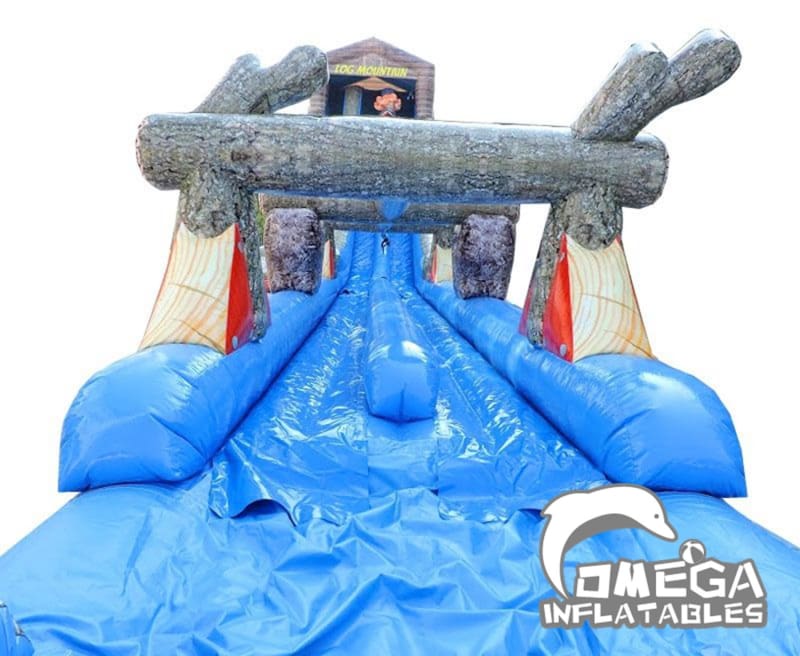 Inflatable Large Log Omega Inflatables Factory - 27FT Log Mountain Dual Lane Wet Dry ...