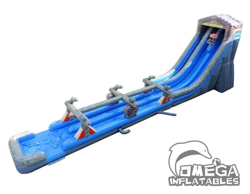 27FT Log Mountain Dual Lane Wet Dry Inflatable Slide with Slip N Slide