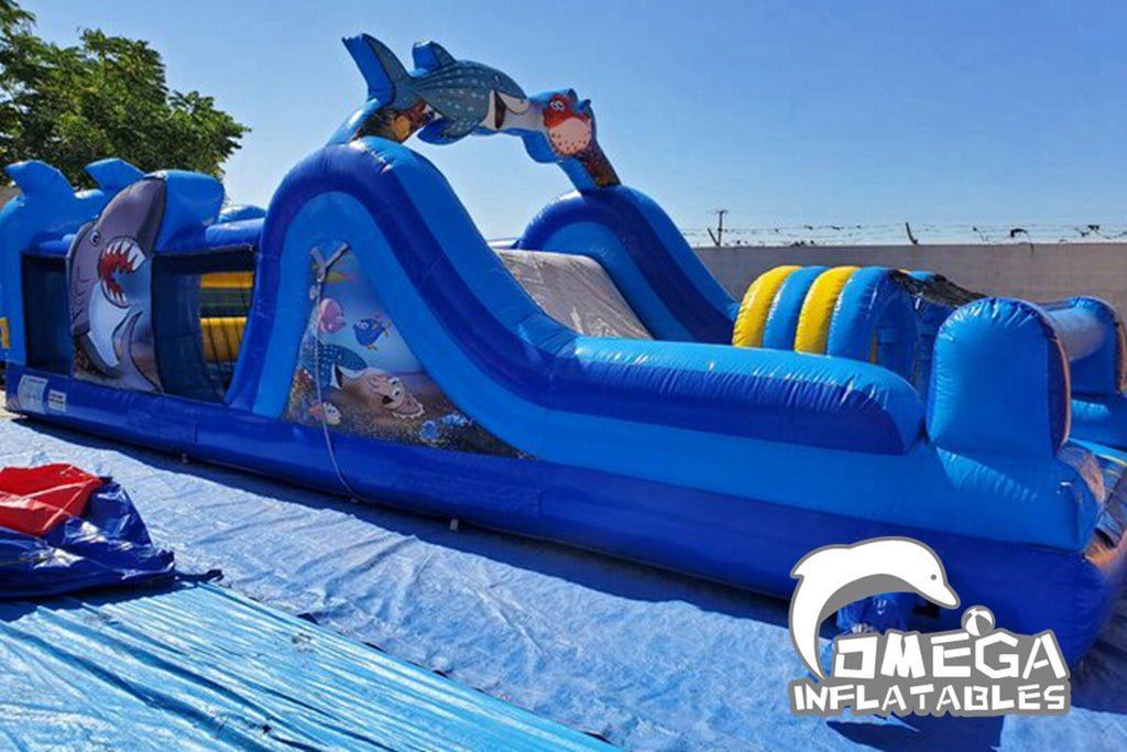 33FT Shark Challenge Commercial Inflatable Obstacle Course