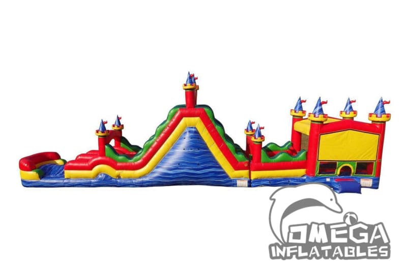 69FT Circus Obstacle With Dual Lane Roller Slide