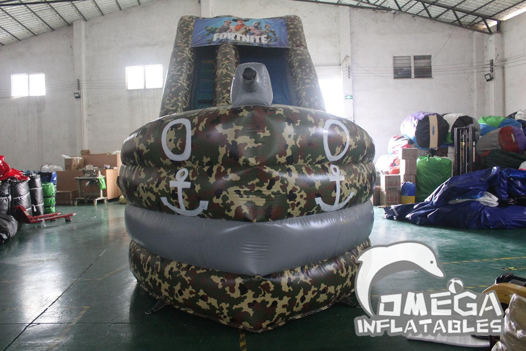 16FT Inflatable Camo Battleship Slide - Omega Inflatables Factory