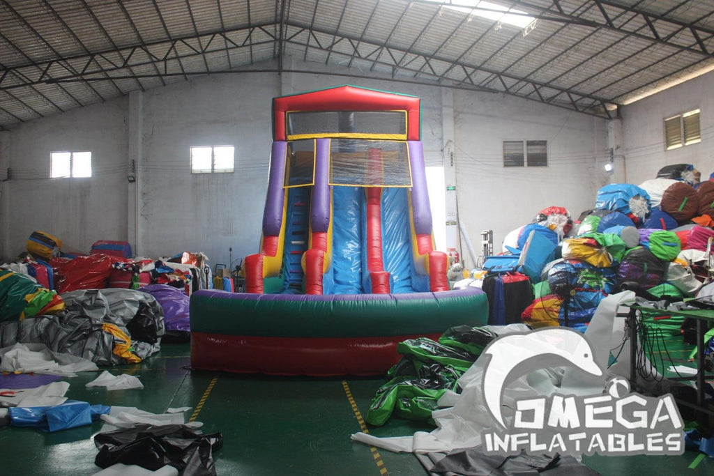 Buy Water Slide 20FT Inflatable Colorful Dual Lane Water Slide - Omega Inflatables Factory