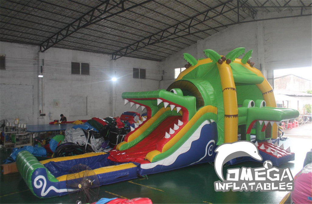 Commercial Inflatable Crocodile Jumper Water Combo - Omega Inflatables Factory