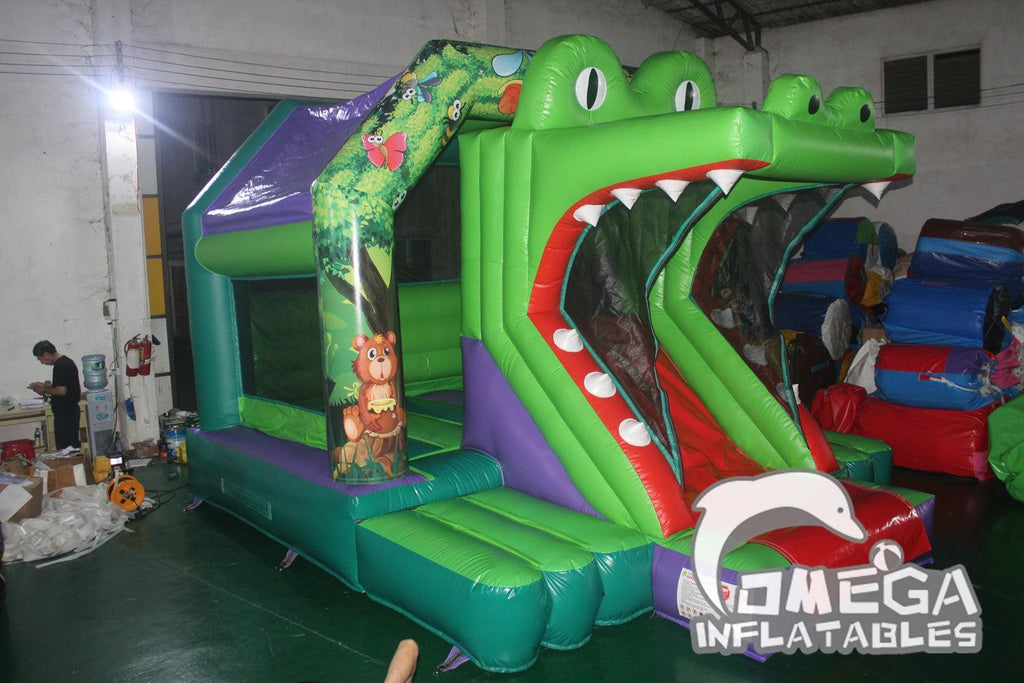 Crocodile Front Slide Bouncy Castle - Omega Inflatables Factory