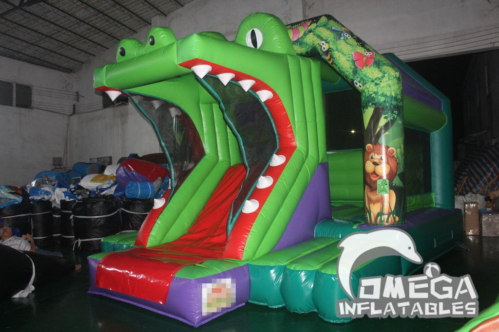 Crocodile Front Slide Bouncy Castle - Omega Inflatables Factory