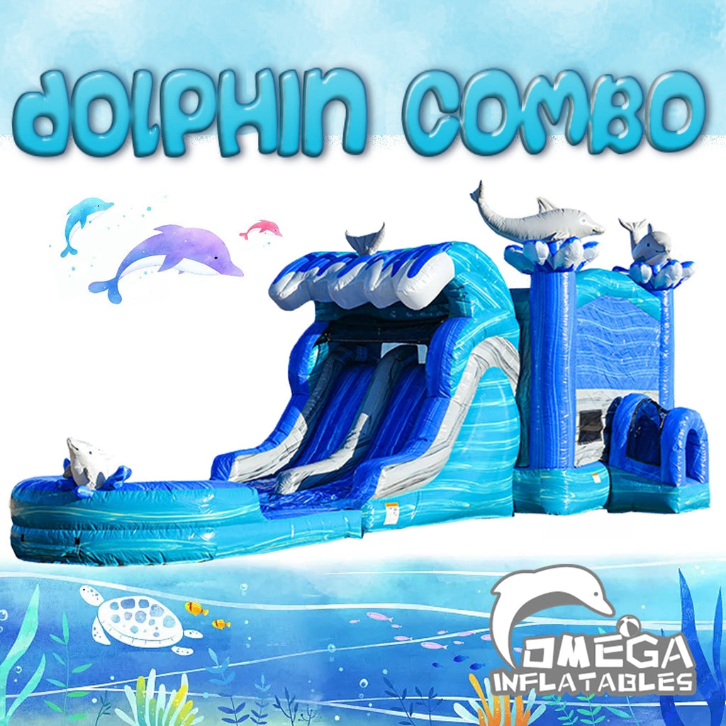 Dolphin Dual Lane Combo Inflatable For Sale