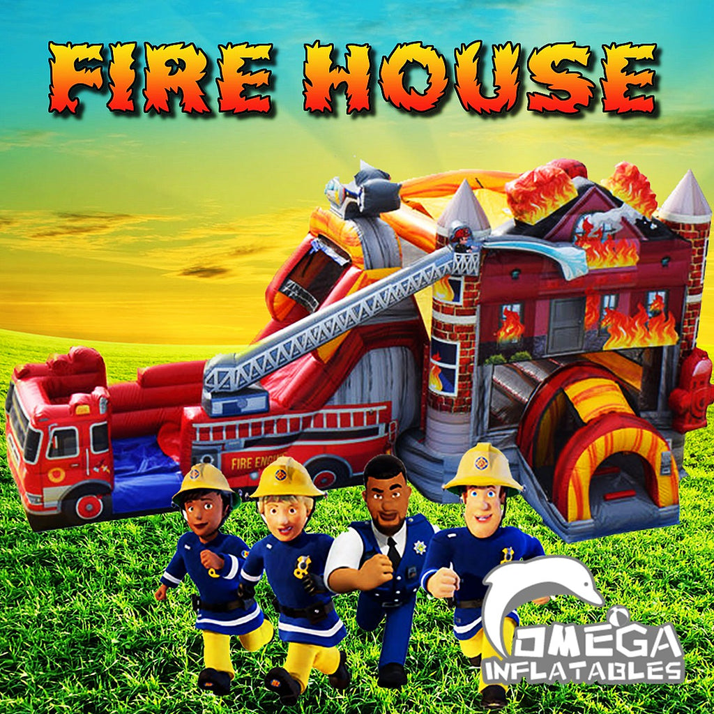 Fire Exit Inflatibles Omega Inflatables Factory - Fire House Wet Dry Combo