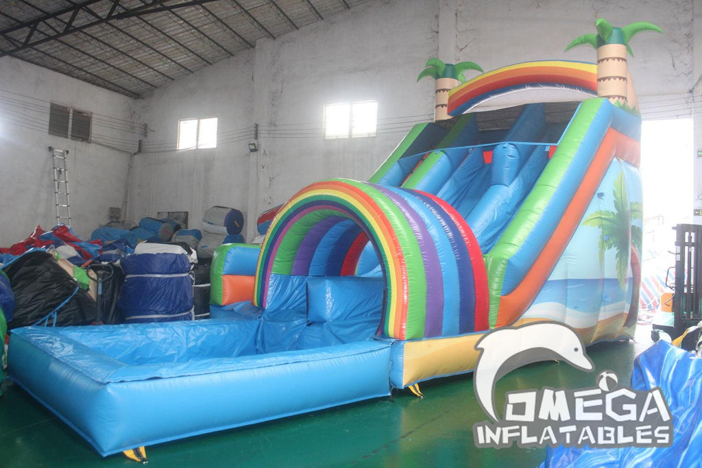 18FT Double Funnel Tunnel Water Slide - Omega Inflatables Factory