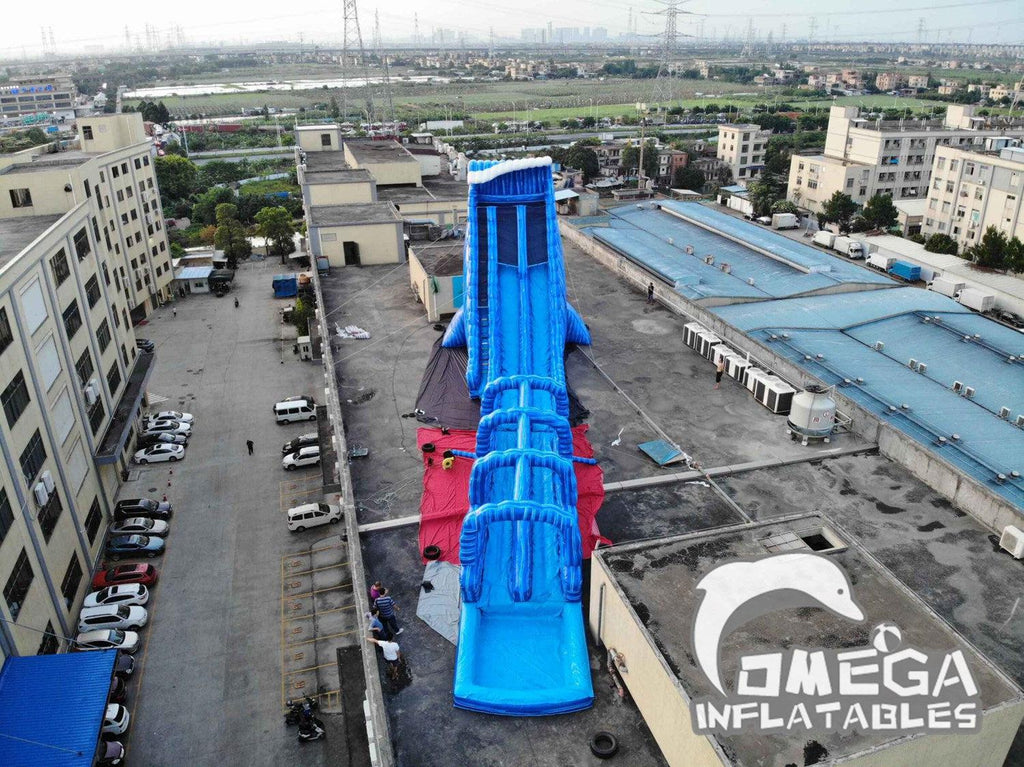 36FT Blue Monster Crush Inflatable Water Slide - Omega Inflatables Factory