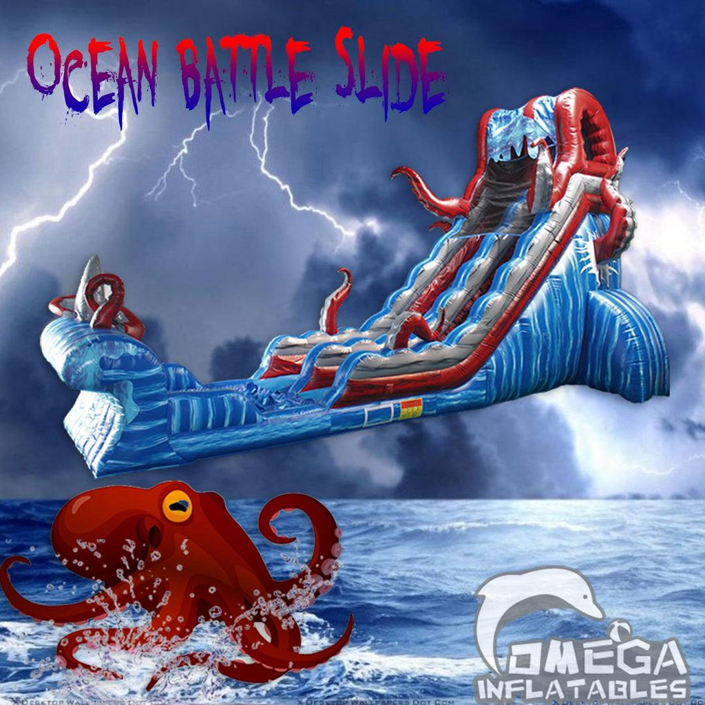 23FT Ocean Battle Commercial Inflatable Water Slide - Omega Inflatables Factory