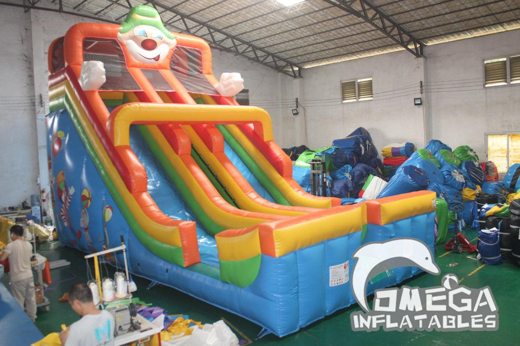 Inflatable Circus Clown Double Lane Slide