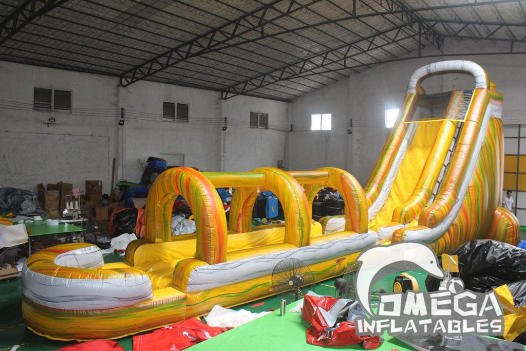 22FT Marble Rainbow Water Slide - Omega Inflatables Factory