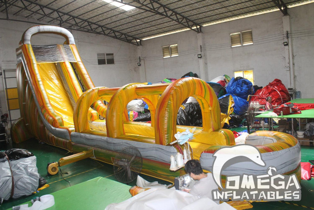 22FT Marble Rainbow Water Slide - Omega Inflatables Factory
