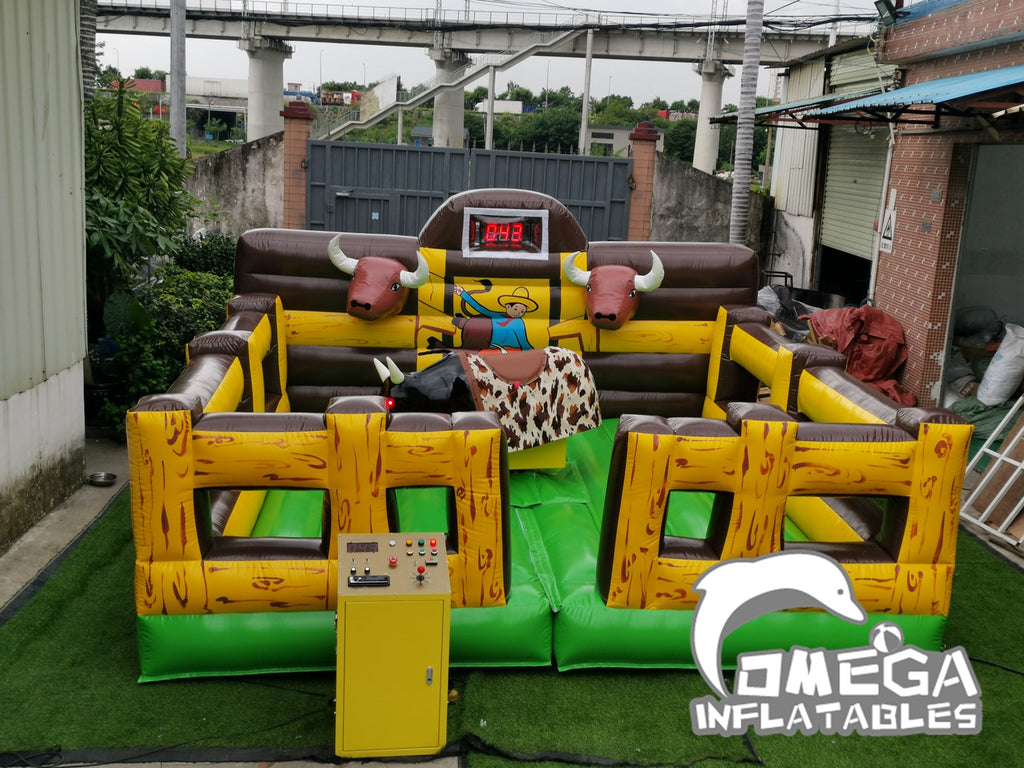 Mechanical Bull Ride With Inflatable Mattress With Display