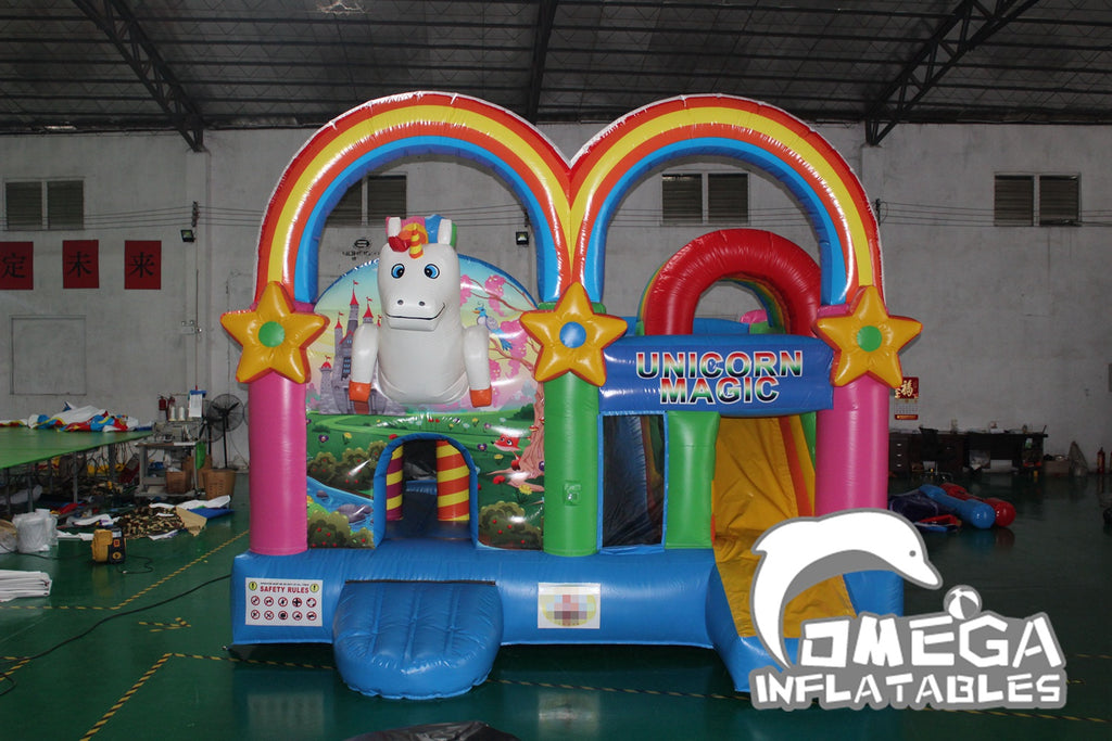 Commercial Inflatable Multiplay Unicorn Bouncy Castle