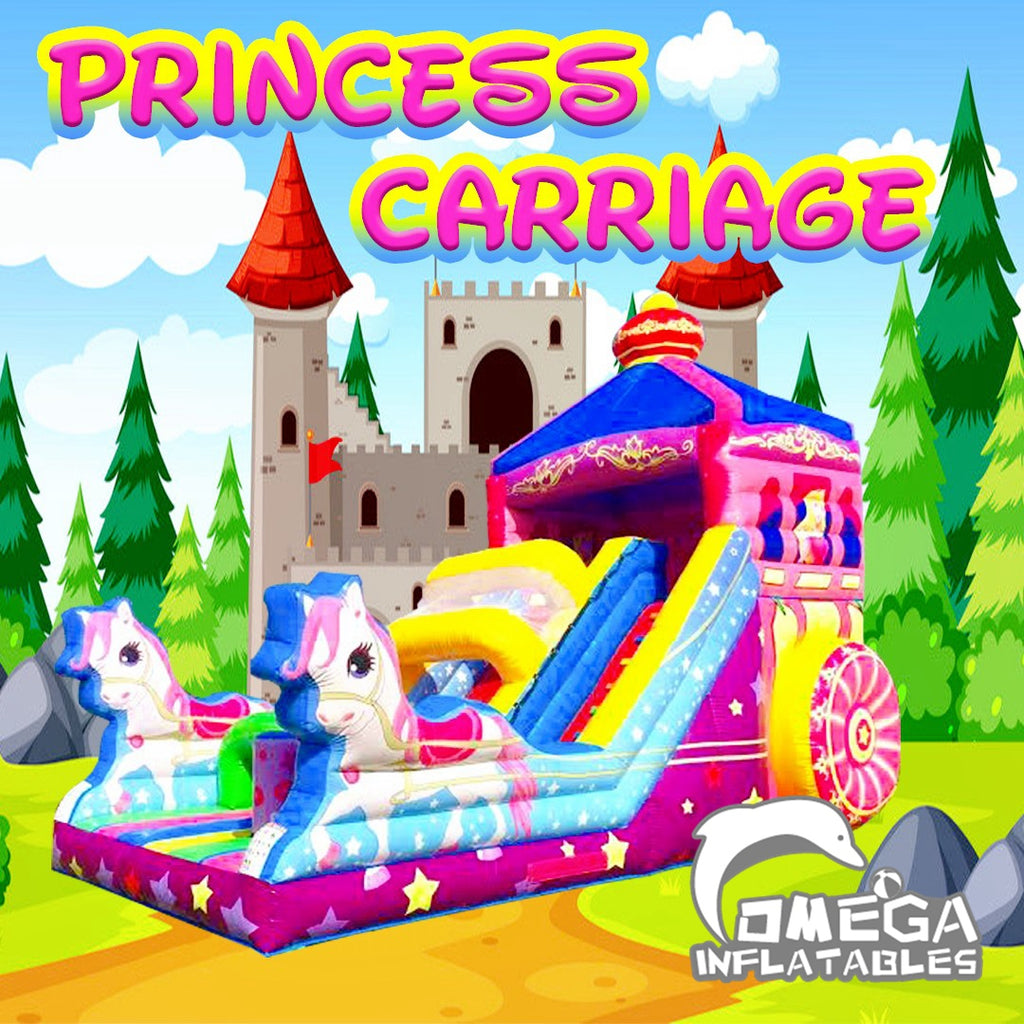 Inflatable Princess Carriage Dry Slide For Sale