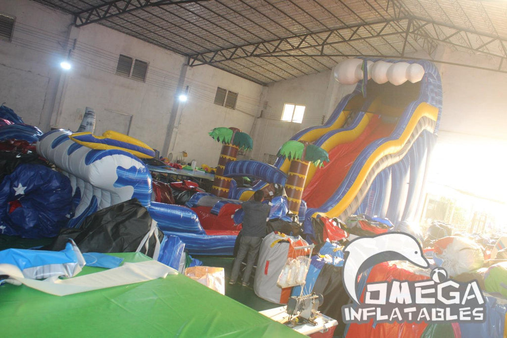 23FT Shark Sighted Inflatable Water Slide - Omega Inflatables Factory