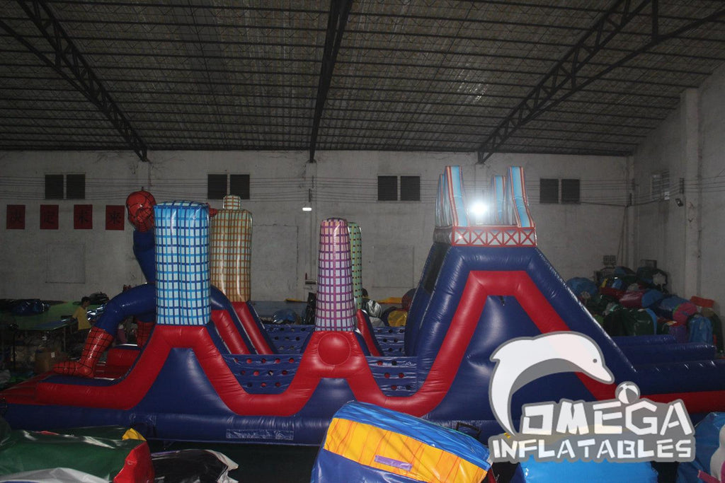 Spider Man Inflatable Obstacle Course - Omega Inflatables Factory